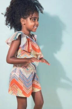 Anthem Of The Ants Asymmetric Kaleidoscope Girls Romper (Size 4 Left)