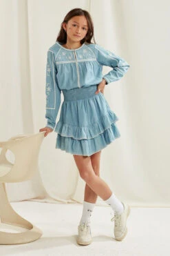 Les Coyotes De Paris Esti Chambray Girls Skirt