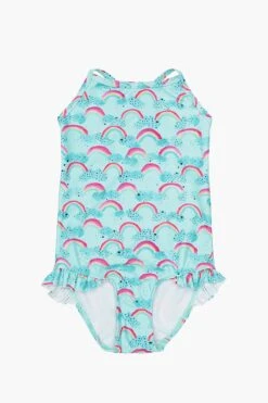 Soft Gallery Ida Girls Swimsuit - Blue Rainbow (Size 2 Left)