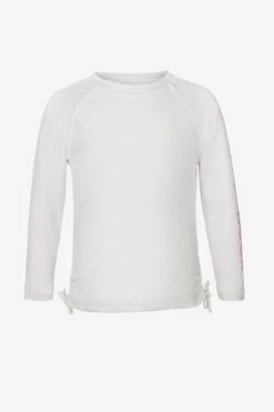 White Long-Sleeve Girls Rash Guard Top