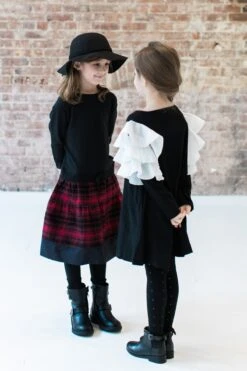 Vierra Rose Mona Sweatshirt Combo Girls Dress - Red Plaid -Deals New Girls Wear Store VR14