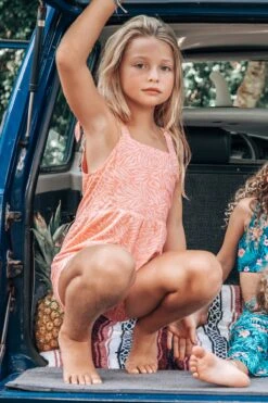 Feather 4 Arrow Beach Daze Girls Shorts Romper - Coral Crush -Deals New Girls Wear Store beach daze girls shorts romper coral crush 3 coral crush