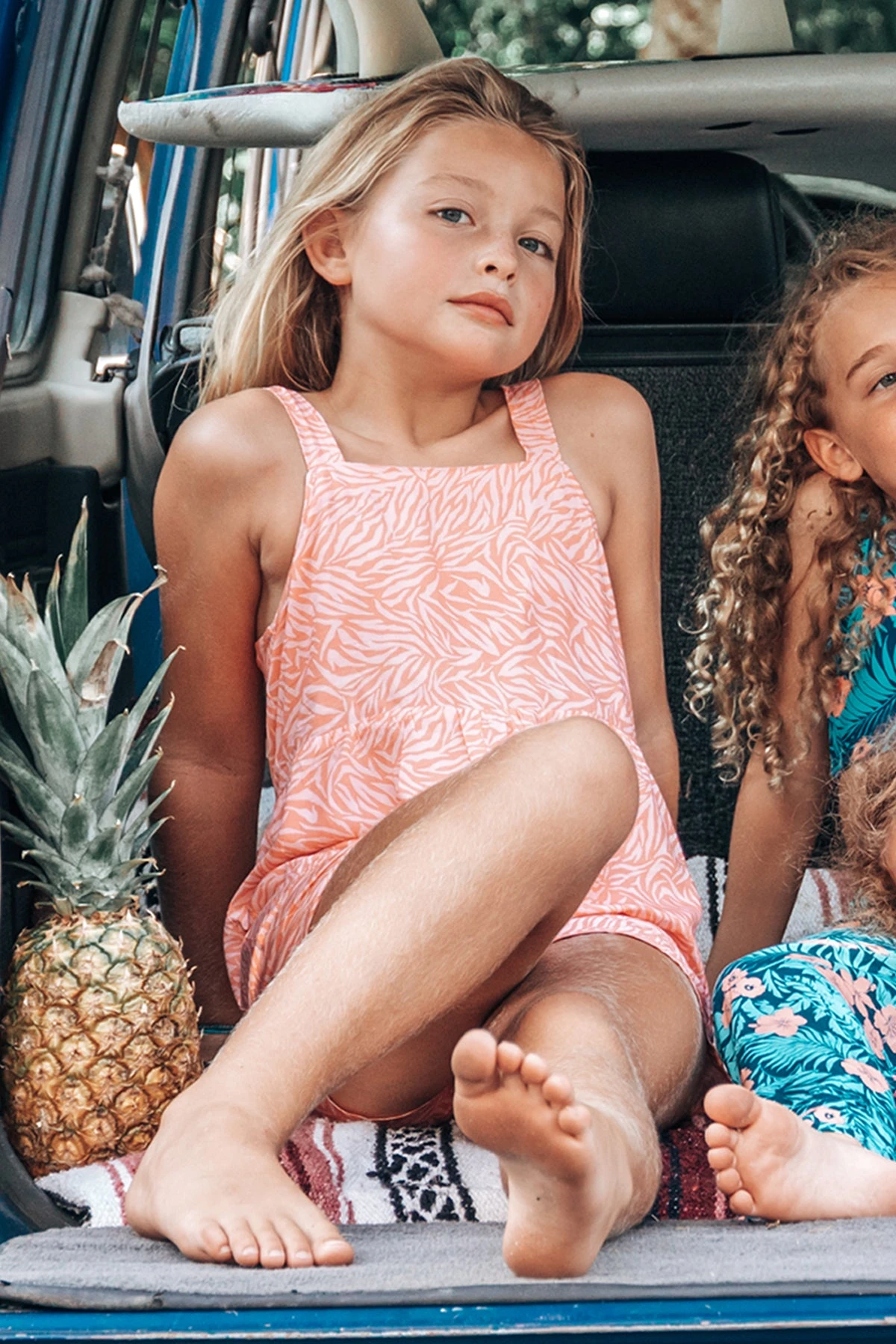 Feather 4 Arrow Beach Daze Girls Shorts Romper - Coral Crush - Image 5