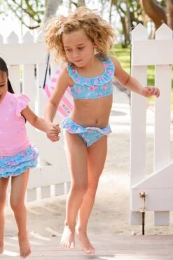 Deals New Girls Wear Store 9 Snapper Rock Blue Flamingo Sports Girls Swim Set