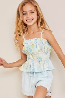 Girls Shorts Bella Dahl Floral Linen -Deals New Girls Wear Store floral linen girls shorts 3 aqua