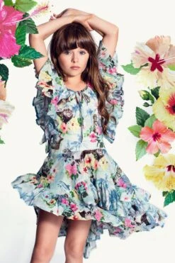 Paper Wings Hawaiian Ruffle Girls Dress