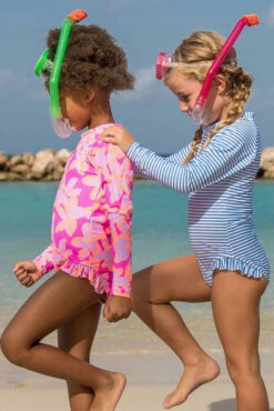 Kids Swimsuit Snapper Rock Hibiscus Hype Surf Suit -Deals New Girls Wear Store hibiscus hype surf suit 5 pink