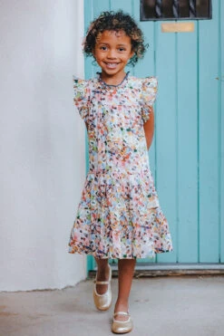 Girls Dress Pink Chicken Kalani Watercolor Brush