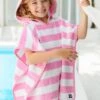 Girls Snapper Rock Hooded Towel Pink Stripe