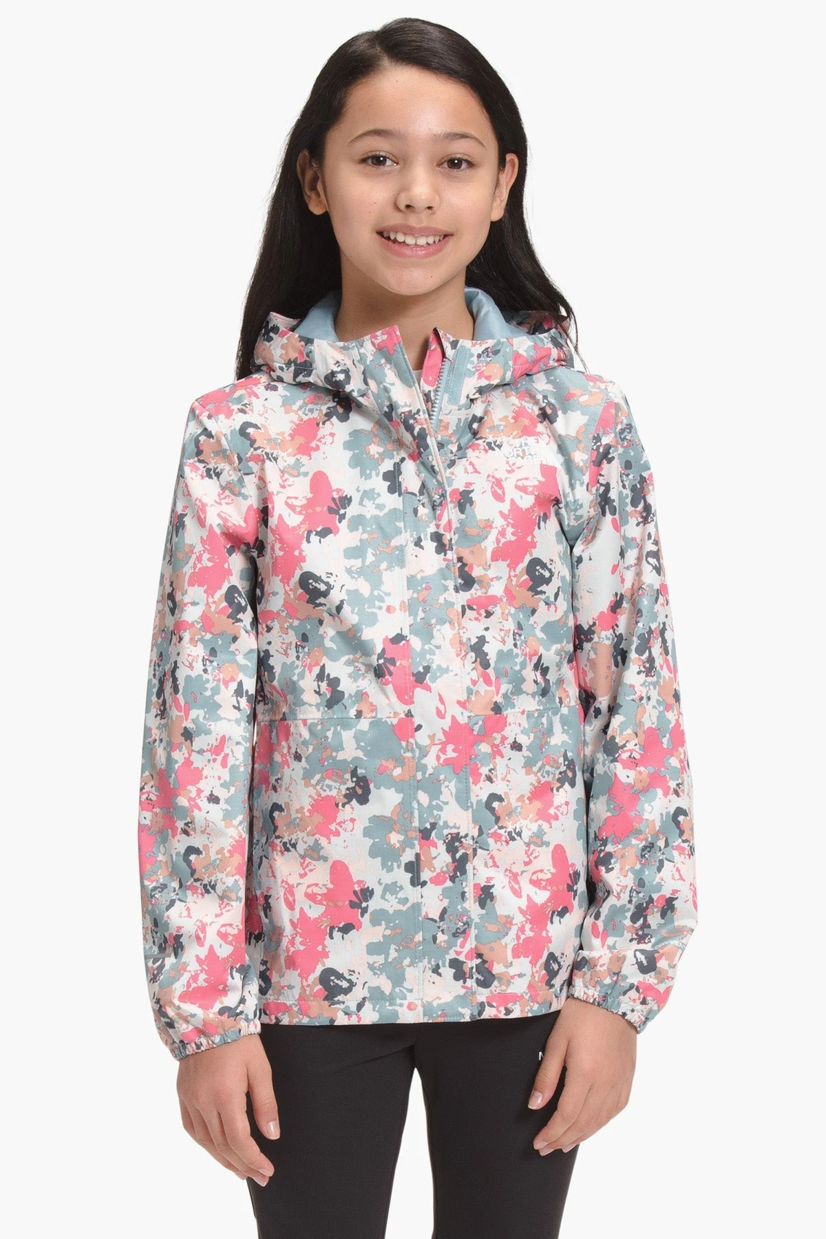 North Face Resolve Reflective Kids Rain Jacket - Tourmaline Floral Camo 1 North Face Resolve Reflective Kids Rain Jacket - Tourmaline Floral Camo
