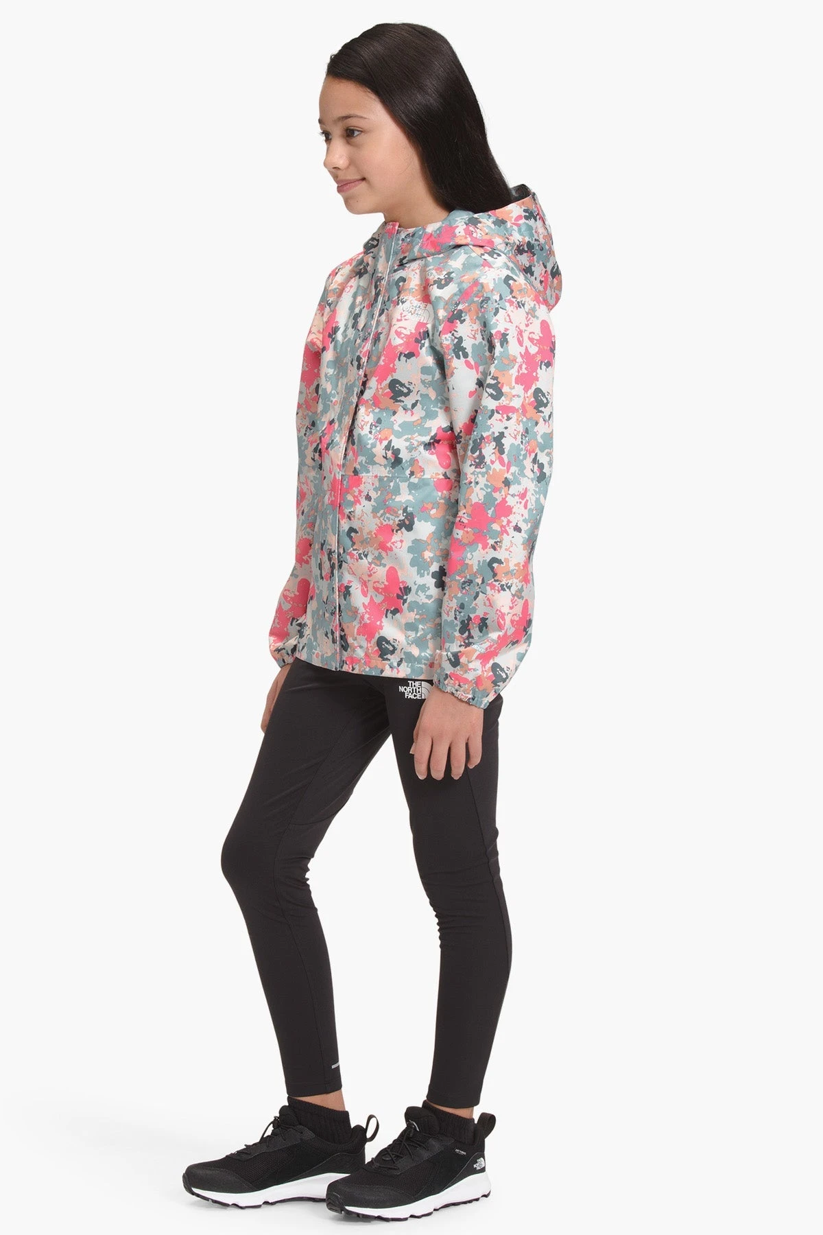 North Face Resolve Reflective Kids Rain Jacket - Tourmaline Floral Camo 2 North Face Resolve Reflective Kids Rain Jacket - Tourmaline Floral Camo - Image 2