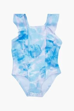 Snapper Rock Sky Dye Ruffle Shoulder Swimsuit -Deals New Girls Wear Store sky dye ruffle shoulder swimsuit 2 blue