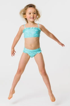 Snapper Rock Spearmint Spot Frilled Bandeau Swim Set -Deals New Girls Wear Store spearmint spot frilled bandeau bikini 2 mint