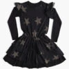 Girls Dress Nununu Star Multi Layered Black