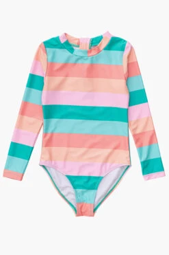 Snapper Rock Sunset Stripe Long Sleeve Swimsuit -Deals New Girls Wear Store sunset stripe long sleeve swimsuit 1 multi