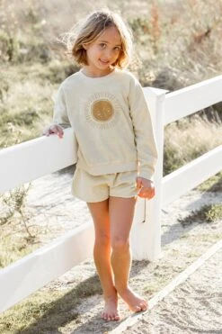 Rylee + Cru Terry Girls Shorts - Butter