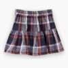 Beet World Tiered Girls Skirt - Brown Plaid