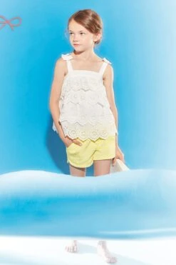 Lili Gaufrette Yellow Girls Shorts -Deals New Girls Wear Store top